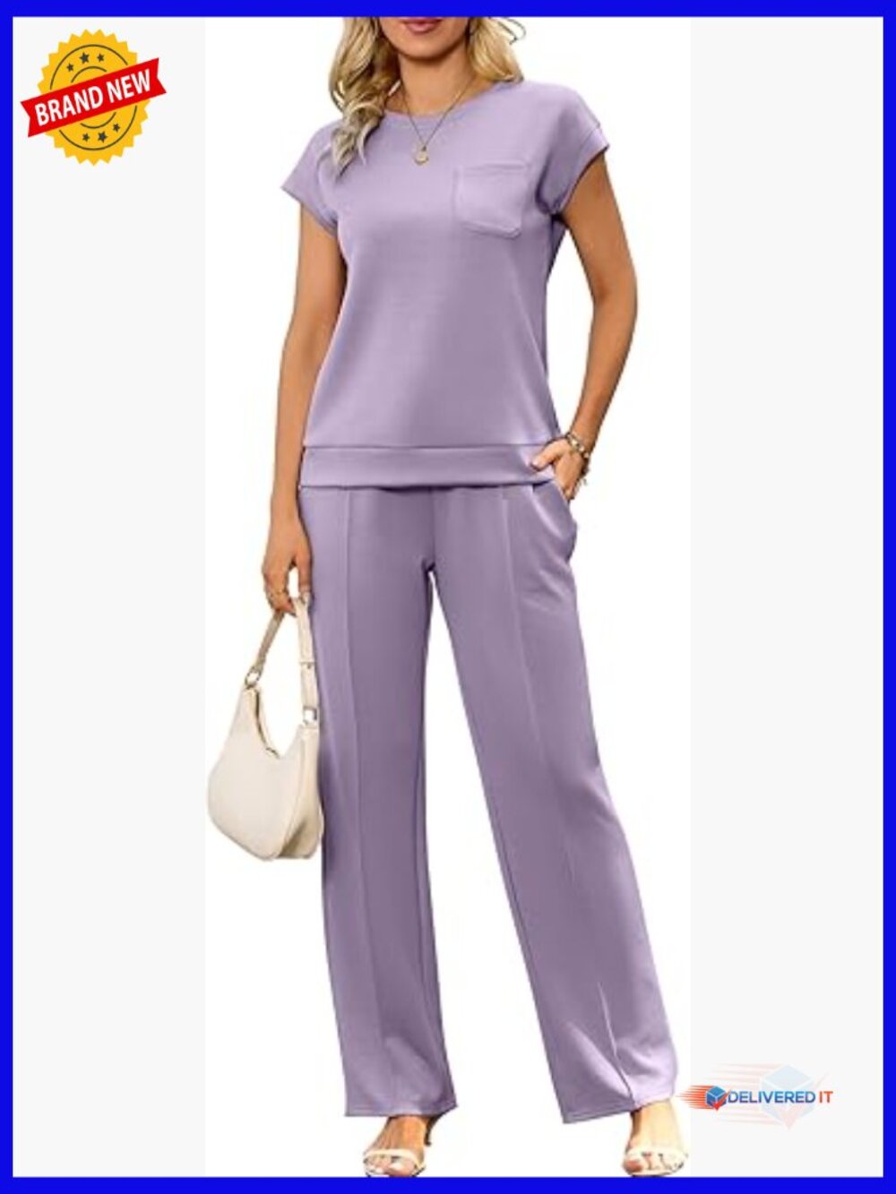 Women's 2-Piece Lounge Set - Casual Track Suit Wide Leg Pants Matching Outfit